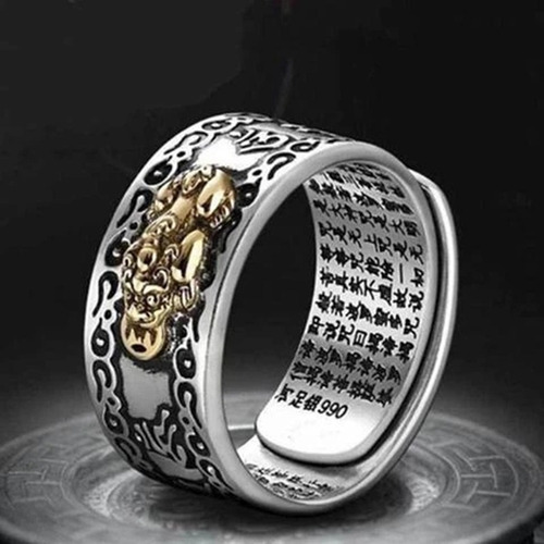 Amuleto De Anillo De Protección De Mantra De Feng Shui Pixiu