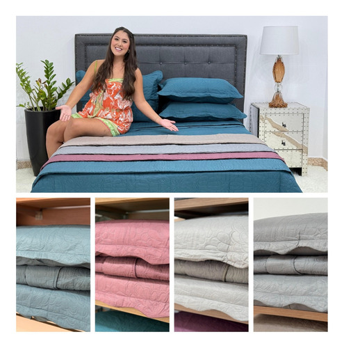 Kit Cobre Leito Veneza Casal Padrão Cama Box Cores Cor Bordô Colcha Cobre Leito Lisa