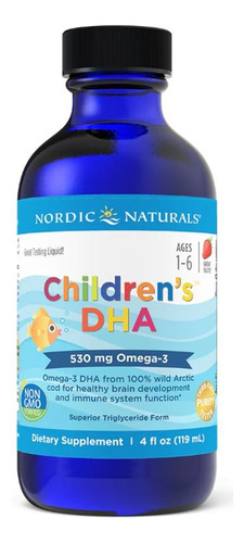 Omega 3 Liquida Para Niños 530 Mg Con Epa Y Dha 119ml Nordic Sabor Fresa