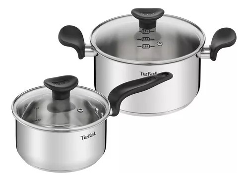 Set 4 Pzas T-fal Primary E308s474 Acero Inox Cacerola 16/20 