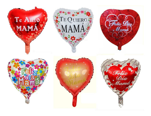 50 Globos Corazones Con Varillas Feliz Día Mamá Madre 45cm