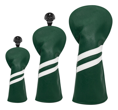 3x Golf Wood Head Covers Golf Club Headcover Hombres Verde