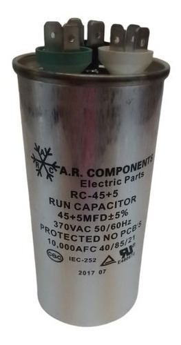 Imagen 1 de 2 de Capacitor De Marcha 45+5 Mfd 370 Vac A A A.r.components