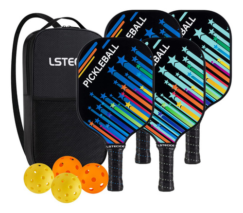 Pickleball Fibra De Vidrio Juego Completo 4 Raquetas Y Más