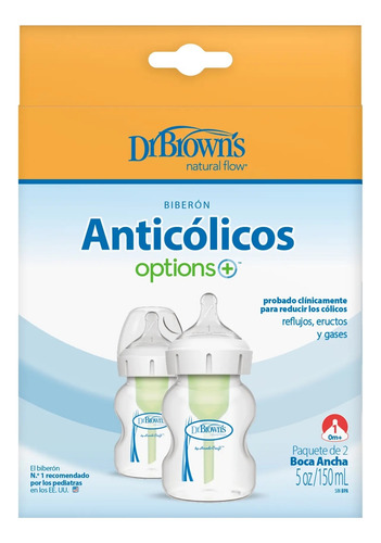 Pack 2 Mamaderas Boca Ancha Options+ 150ml Dr. Browns