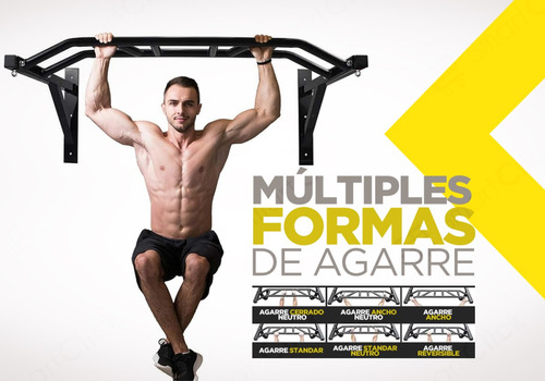Barra Dominadas Pared Crossfit Multi Agarre 500k + Ganchos