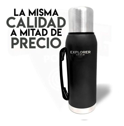 Imagen 3 de 9 de Termo Acero Inoxidable Explorer 1 Litro Manija + Vaso 750 Ml
