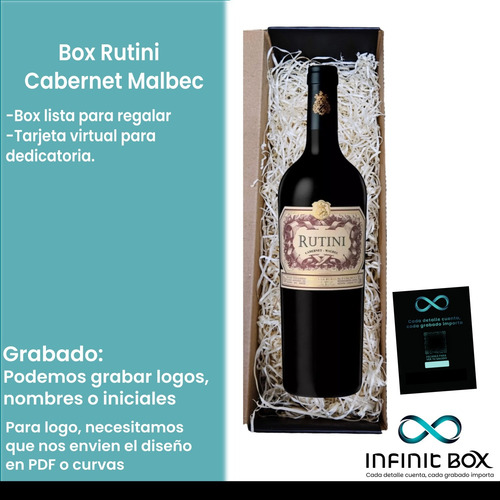 Box Regalo Souvenir Estuche Vino Rutini Cabernet Malbec