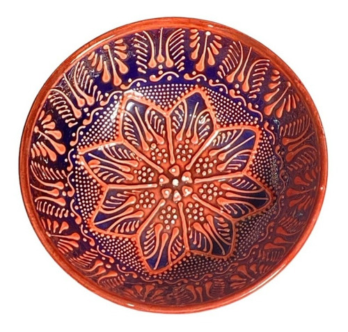 Bowl Mediano Labrado Rojo En Cerámica (16x7cm.)