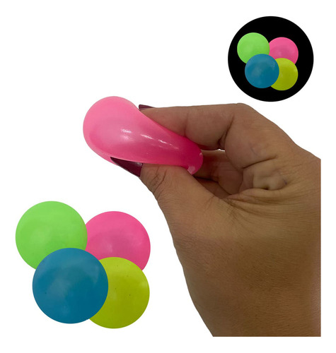 4 Bolinhas Divertidas Anti Stress Fidget Toy Gruda No Teto