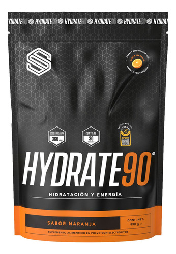 Eléctrolitos Y Rehidratente Hydrate 90 Ss, 30 Porciones 990g Sabor Naranja