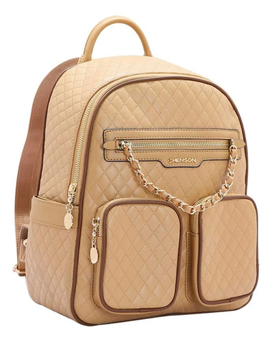 Mochila Feminina Chenson Passeio Mini Matelassê 8484525 Cor Nude Claro