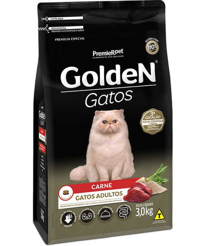 Ração Golden Gatos Adultos Carne 3 Kg