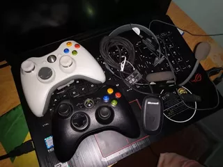 2 Joysticks Originales Xbox 360 Con Receptor Y Auriculares