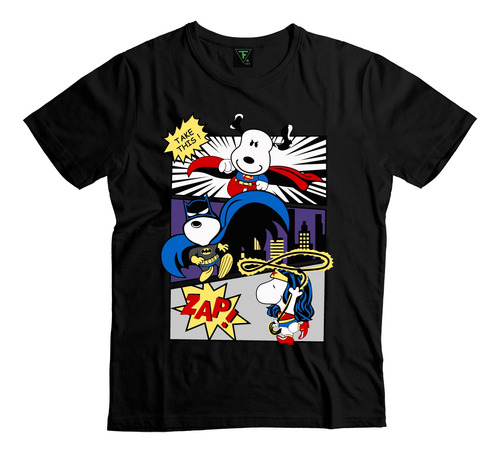 Polera Snoopy Superheroes Superman Batman Wonderwoman Niños