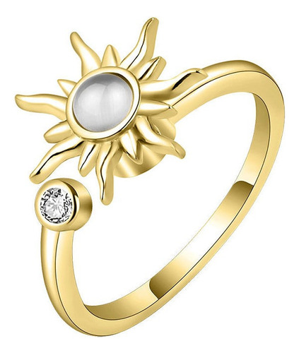 Anillo Flor De Sol De Apertura Ajustable Para Mujer