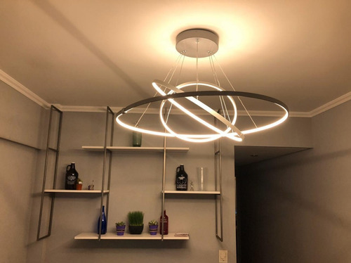 Imagen 5 de 9 de Lampara Colgante Living Moderna Led 60cm 36w Anillo Hot Sale