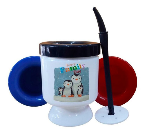 Mate Plastico Happy Family Day Familia Pinguinos Diseño