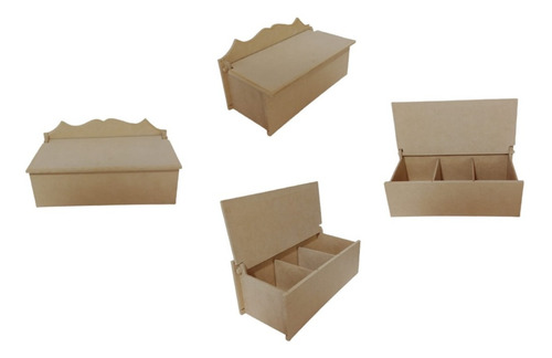 Caja De Te Tapa Cerrada X 3 Div Mdf 5,5 Mm 