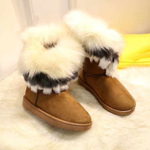 Botas Peludas A La Moda Para Mujer, De Lujo, Para Nieve, Inv