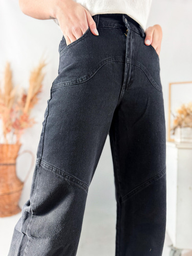 Pantalon Lulyna T/jean Mujer Wide Leg C/elastico En Cintura