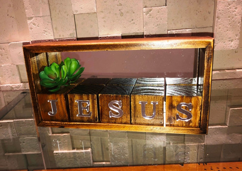 Mini Nicho E Cubos Jesus Letra Acrílico Espelhado