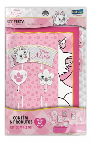 Kit Festa Gata Marie Rosa Decoração de Aniversário - Shop Macrozao