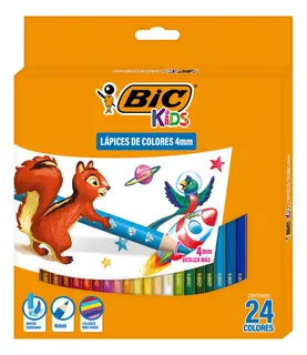 Lápices De Colores Bic Evolution Mina Gruesa 4mm 24 Piezas