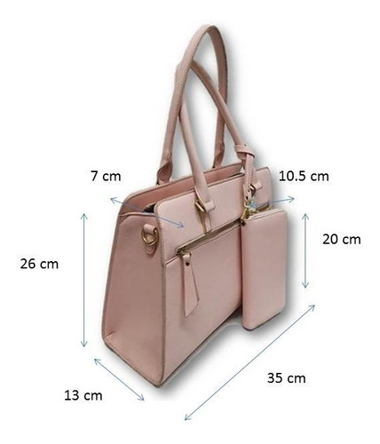 Imagen 5 de 5 de Bolso De Dama Con Cartera Satchel Rosa Bs3319