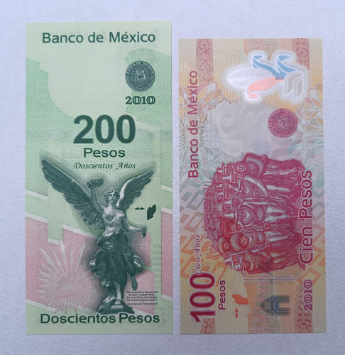 Set Billetes 100 Y 200 Pesos Bicentenario Independencia Unc (Usado)