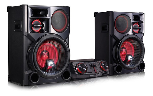 Mini System LG Xboom CJ98 preto y vermelho com bluetooth 3500W de potência -