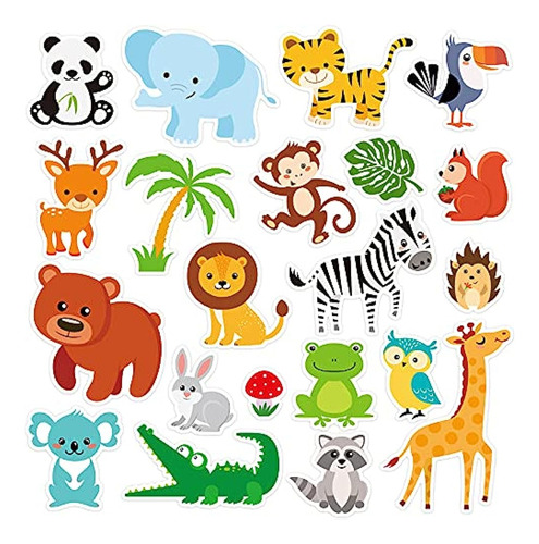 20 Pcs Jungle Animals Thick Gel Clings Winter Safari Window 