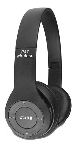 Fone Bluetooth Wireless Micro Sd Card P2 Mp3 Aux Fm Celular Cor Preto
