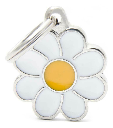 Chapa Identificatoria Para Mascotas My Family Charms Daisy Color Blanco