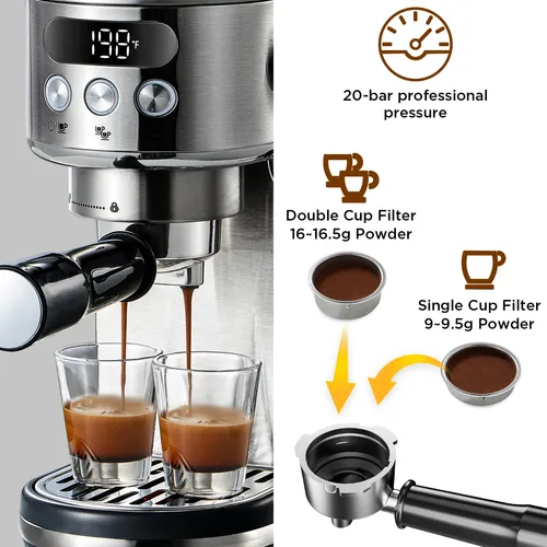 Máquina De Café Espresso Neretva 20 Bares Con Espumador