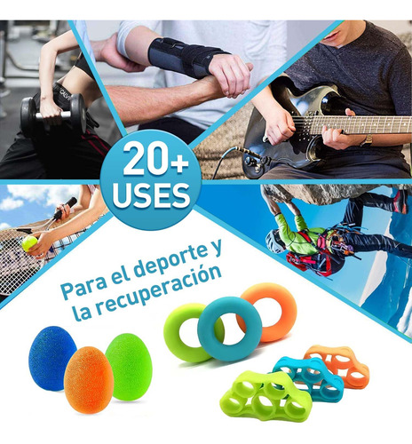 Ejercitador De Agarre 10 Pcs 3-40 Kg Alivio De Estrés