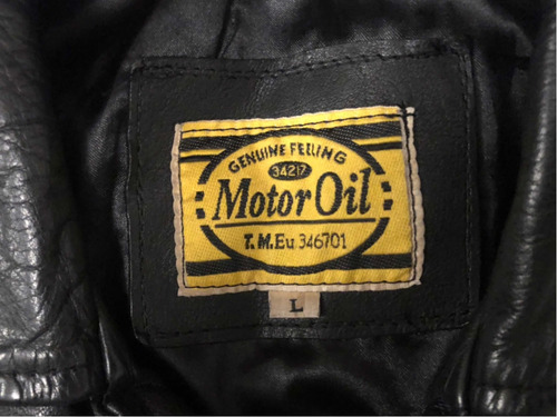 Campera Saco Chaqueta Cuero Motor Oil Talle L Negro