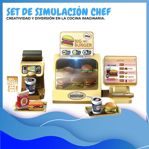 Juego De Simulación De Chef Hamburgueseria Con Accesorios Amarillo