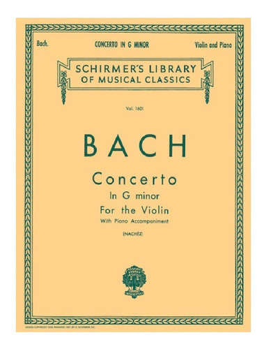 Concierto En Sol Menor Para Violín Y Piano / Concerto In G M