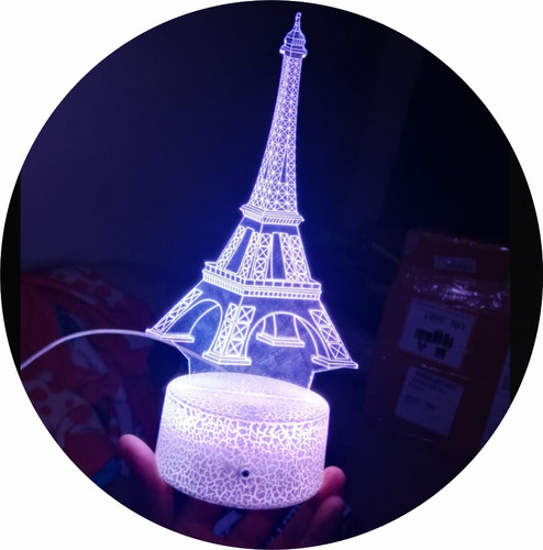 Torre Eiffel Paris Francia Lampara Led Ilusion 3d