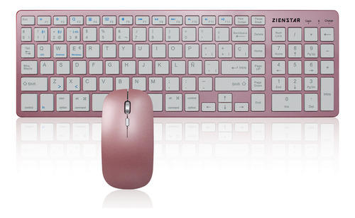Teclado Y Mouse Recargable Bluetooth Y Inalámbrico Usb Con Ñ
