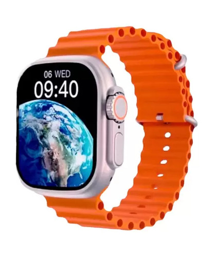 Relógio Smartwatch Ultra 9 Microwear Com Gps E Bússola Cor da caixa Titânio Cor da pulseira Laranja Desenho da pulseira Ocean