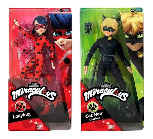 Muñeco Miraculous Cat Noir Y Ladybug  Bandai 