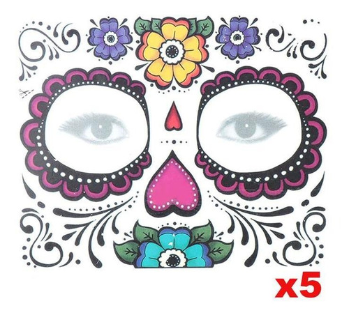 Calcomanías Faciales Con Diseño, Mxtdc-005, 5pzs, 15x12cm, M