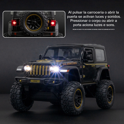 Jeep Wrangler Rubicon Miniatura Metal Coche Con Luz Y Sonido