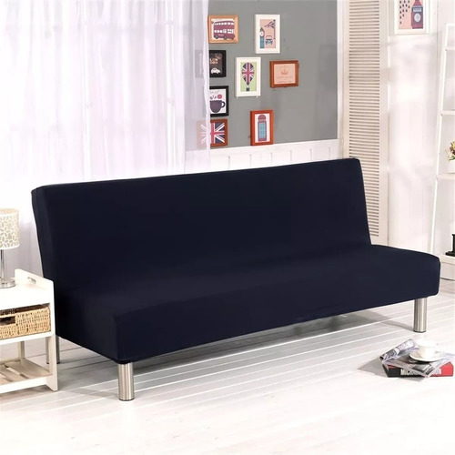 Capa de sofá-cama sem braços, capa de futon elástica, cor preta, 180-210 cm