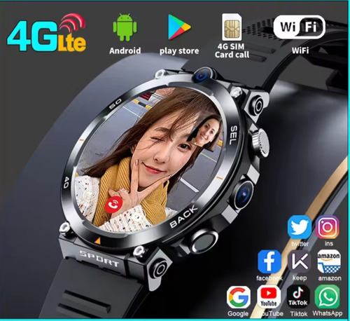Smart Watch H10, 4 G, Cámara Dual, Sim, Gps, Internet, Negro Mesh Negro Negro