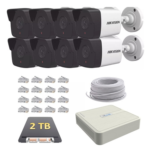 Kit Circuito Cerrado 8 Camaras Ip 1080p Microfono Poe 2tb