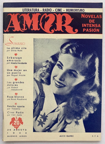 Revista Amor N° 15 Silvia Roth Susan Hayward 1943