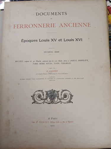 Antiguo Catalogo Frances De Herreria Antigua-edicion De 1925